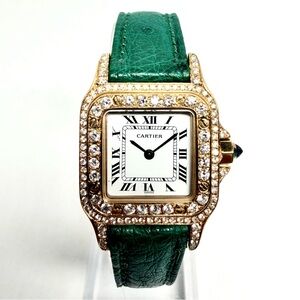 CARTIER SANTOS GALBEE Quartz 24mm 18K Yellow Gold 1.09TCW DIAMOND Watch